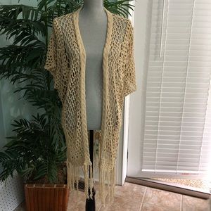 Boston Proper Coverup Crochet Kimono Cardigan